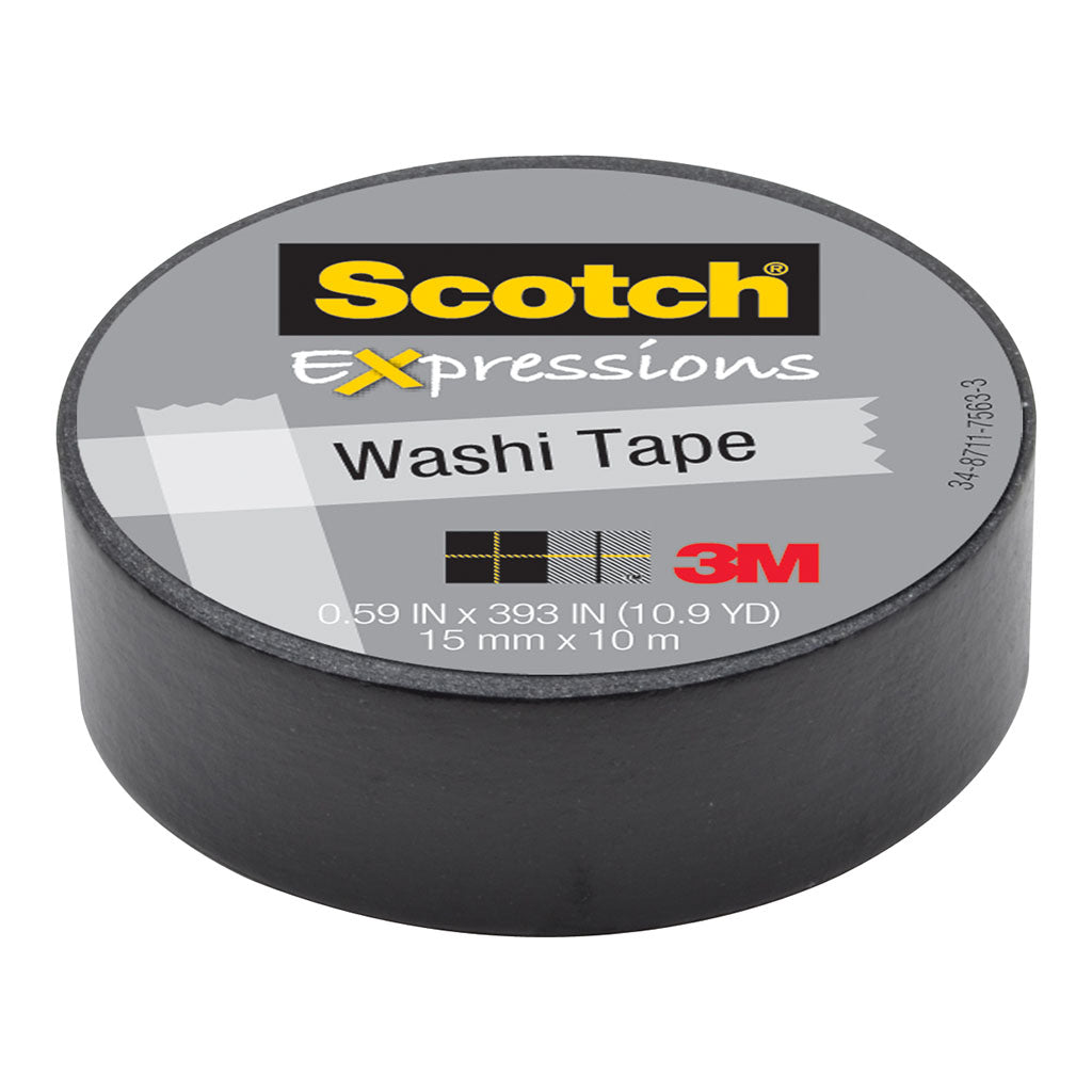 Scotch Expressions Washi Tape C314-BLK 15mm x 10m Black - Cafe Supply