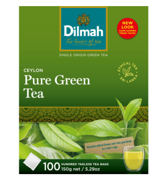 Dilmah Ceylon Pure Green Tea Tagless Tea Bags 100pk - Cafe Supply