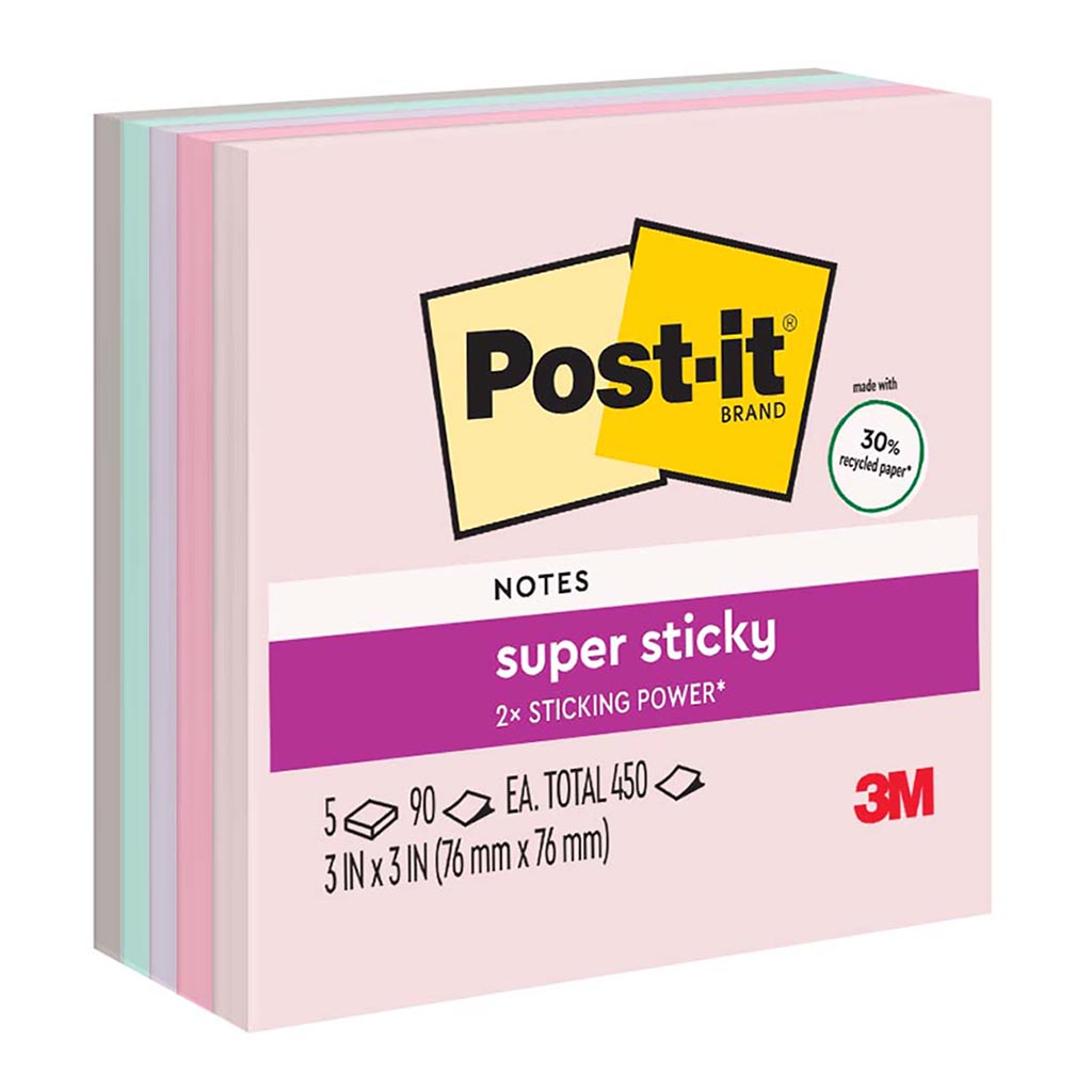 Post-it Rec Super Sticky Notes 654-5SSNRP 76x76mm Wanderlust (Bali), Pack of 5 - Cafe Supply