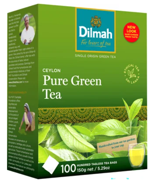 Dilmah Ceylon Pure Green Tea Tagless Tea Bags 100pk - Cafe Supply