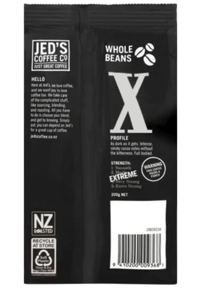 Jed's Coffee Co. X Extreme Strength Whole Beans Coffee 200g - Cafe Supply