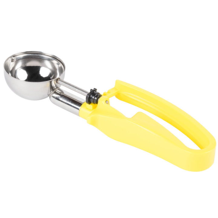 1 ⅘-ounce disher with yellow squeeze handle - Cafe Supply