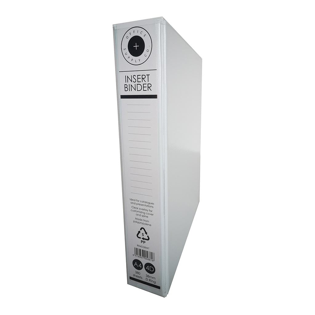 OSC Insert Binder A4 4D 38mm White - Cafe Supply