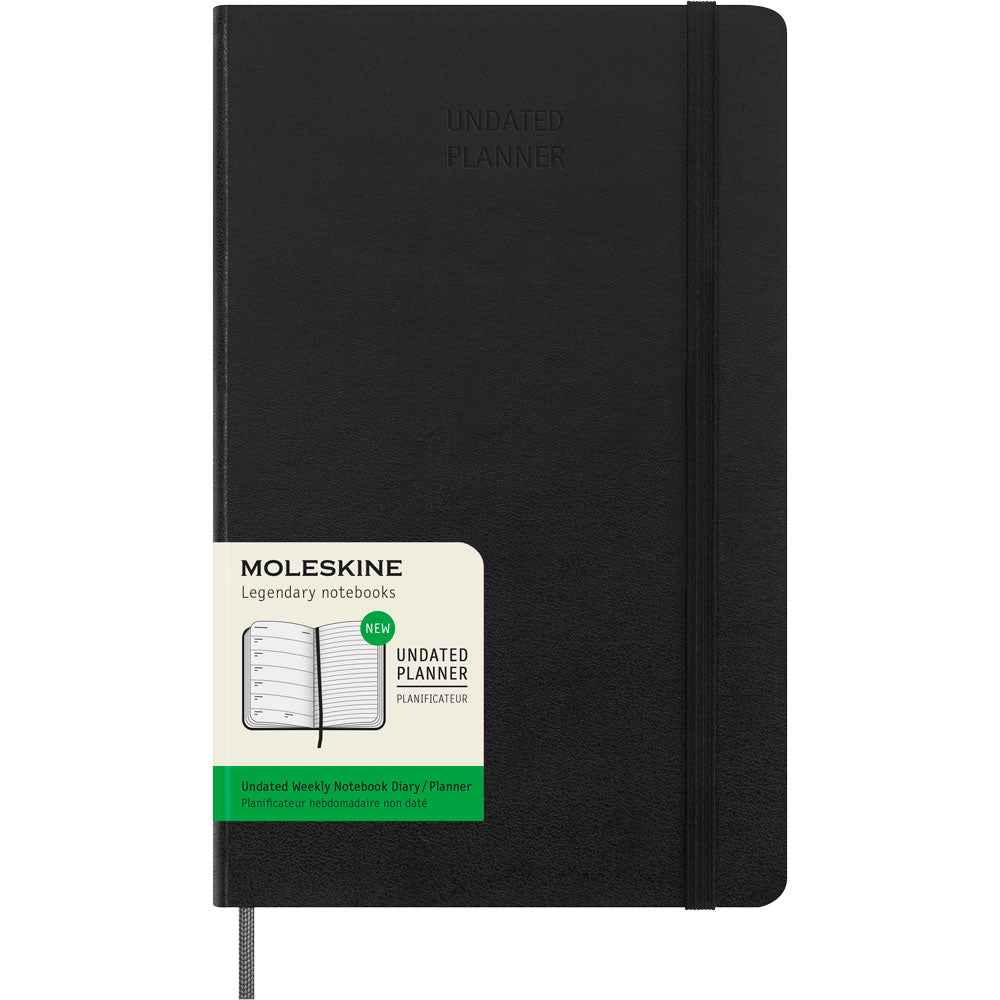 Moleskine Diary Undated Weekly + Notes HC Large Black - Cafe Supply