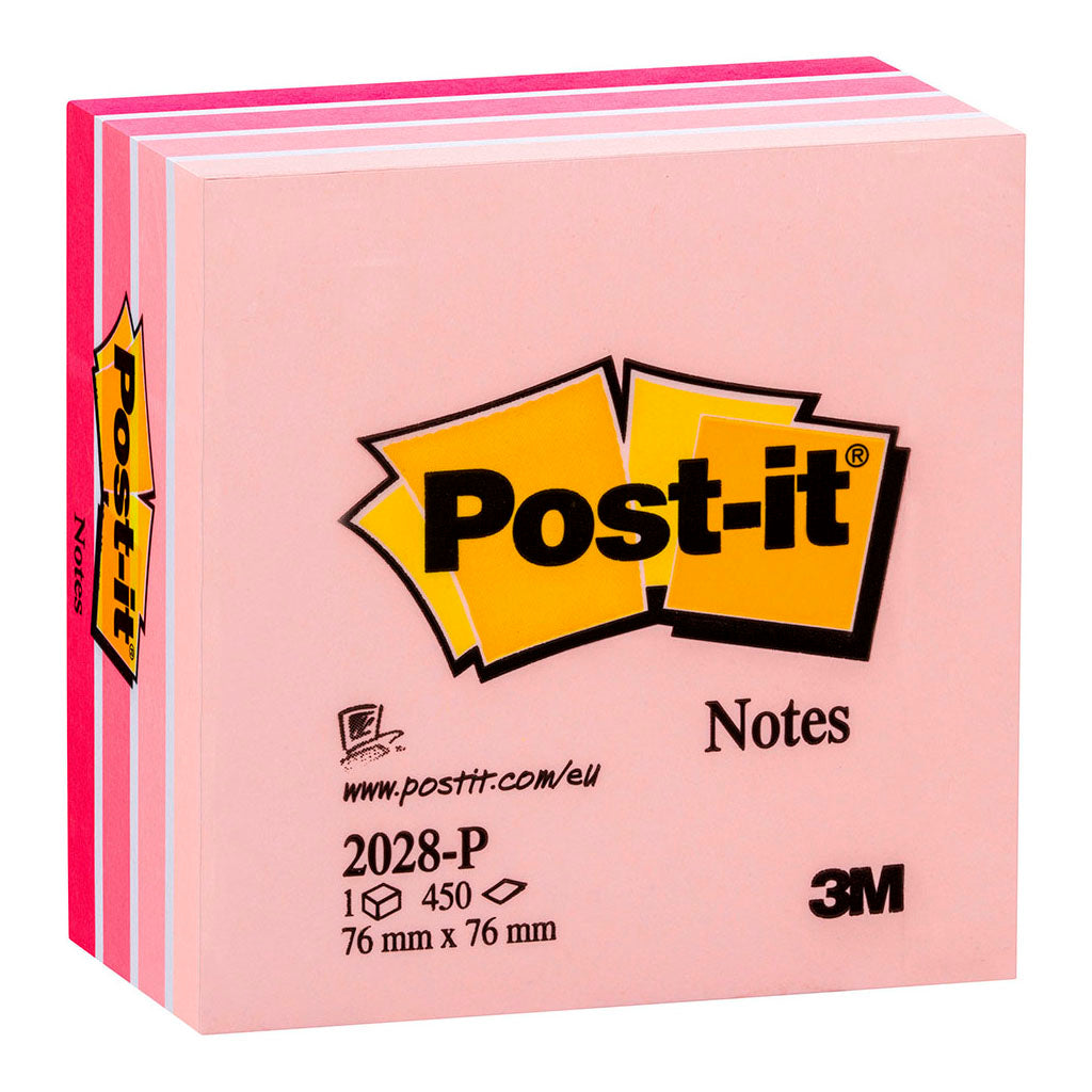 Post-it Notes Memo Cube 2028-P 76x76mm Pink 450sh - Cafe Supply