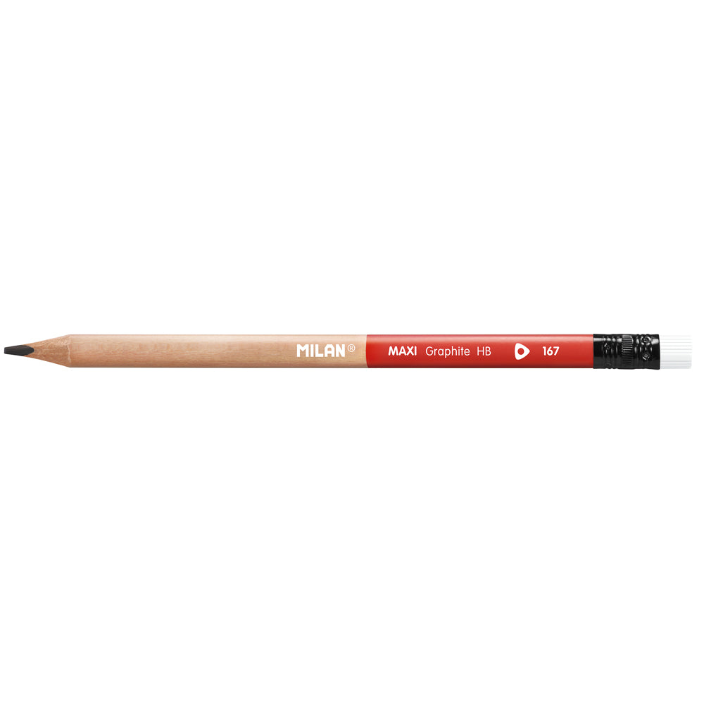 Milan Maxi Graphite Pencils with Eraser HB Pack 12 - Cafe Supply