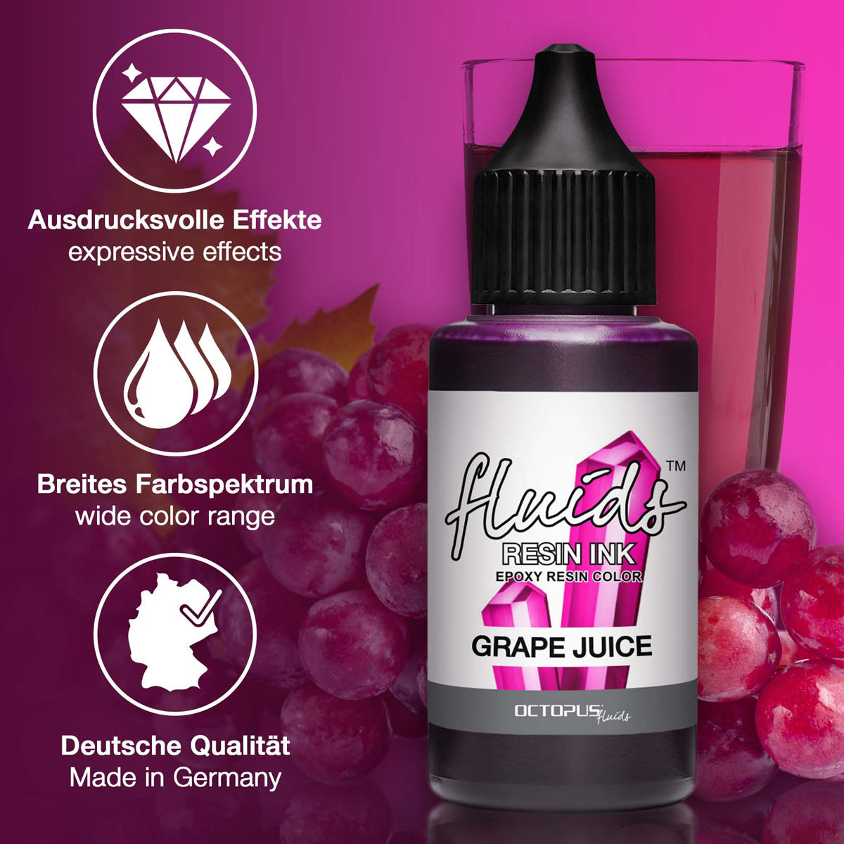Octopus Fluids Resin Ink Grape Juice Violet 30ml - Cafe Supply