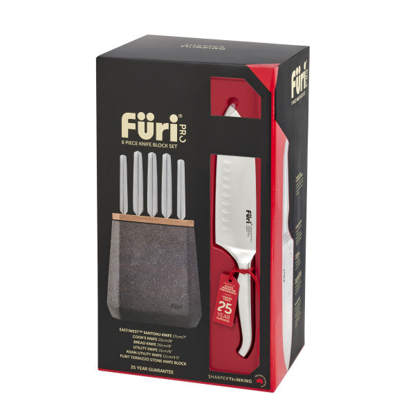 Furi Stone Knife Block Flint Terrazzo Set 6 Piece - Cafe Supply