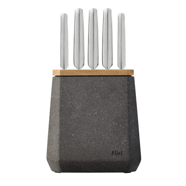 Furi Stone Knife Block Flint Terrazzo Set 6 Piece - Cafe Supply