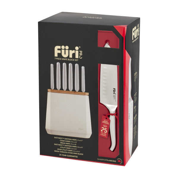 Furi Stone Knife Block Snow Terrazzo Set 7 Piece - Cafe Supply