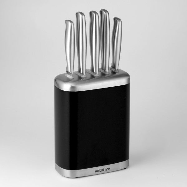 Wiltshire Knife Block 6-Piece Set - Black - Cafe Supply