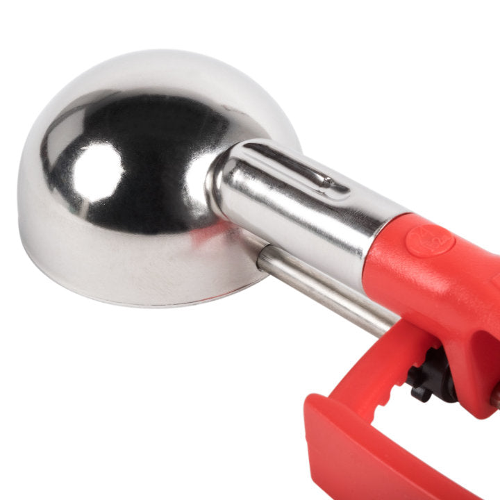 1.52-ounce disher with red squeeze handle - Cafe Supply