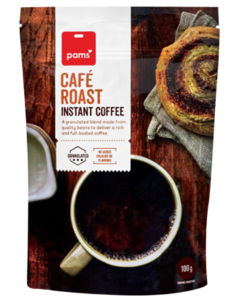 Pams Café Roast Instant Coffee Granules 100g - Cafe Supply