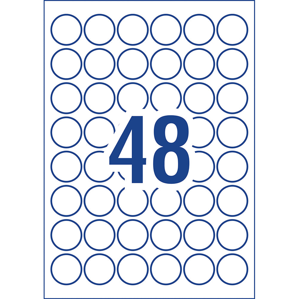 Avery Weather Resistant Removable Label L4716 Laser 30mm White 48up 20 Sheets - Cafe Supply