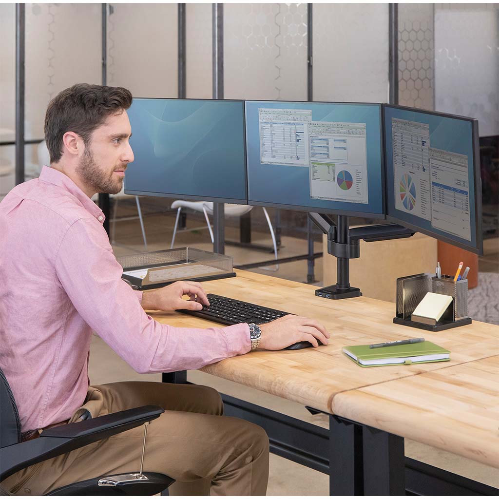 Fellowes Monitor Arm Platinum Triple - Cafe Supply