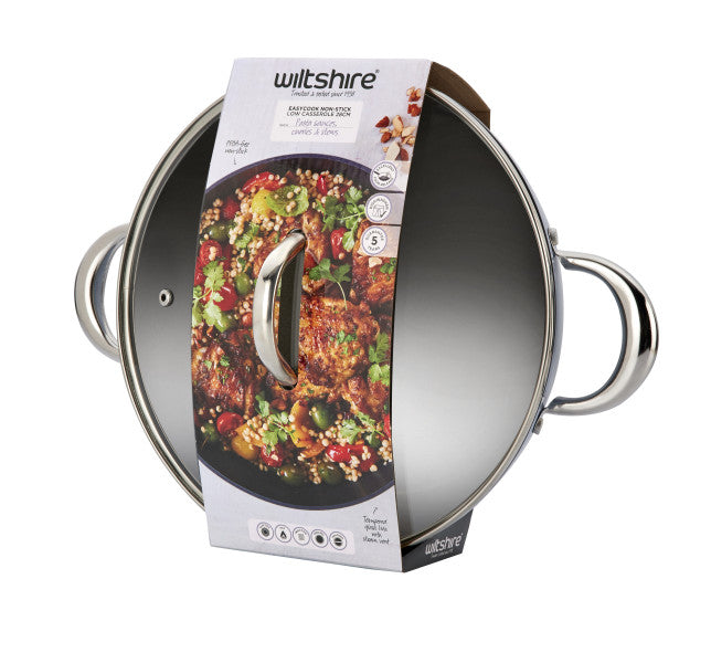 Wiltshire Easycook Blue Non-stick Casserole 28cm with glass lid - Cafe Supply