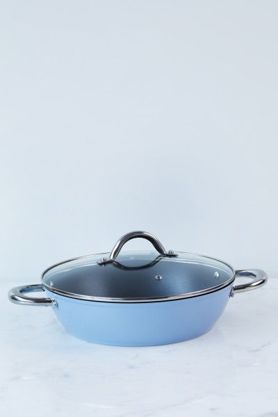 Wiltshire Easycook Blue Non-stick Casserole 28cm with glass lid - Cafe Supply