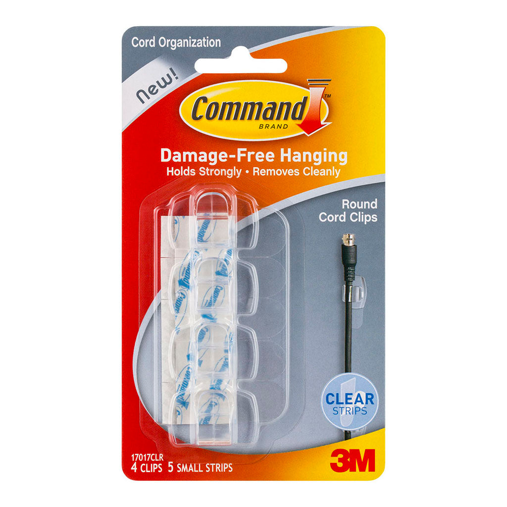 Command Cord Clips 17017CLR Clear, Pack of 4 - Cafe Supply
