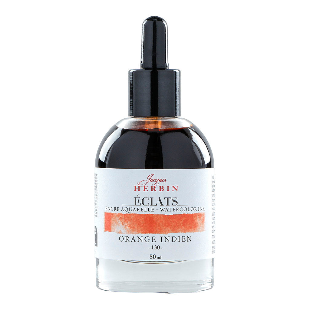 Jacques Herbin Eclats Watercolour Ink 130 Indian Orange 50ml - Cafe Supply