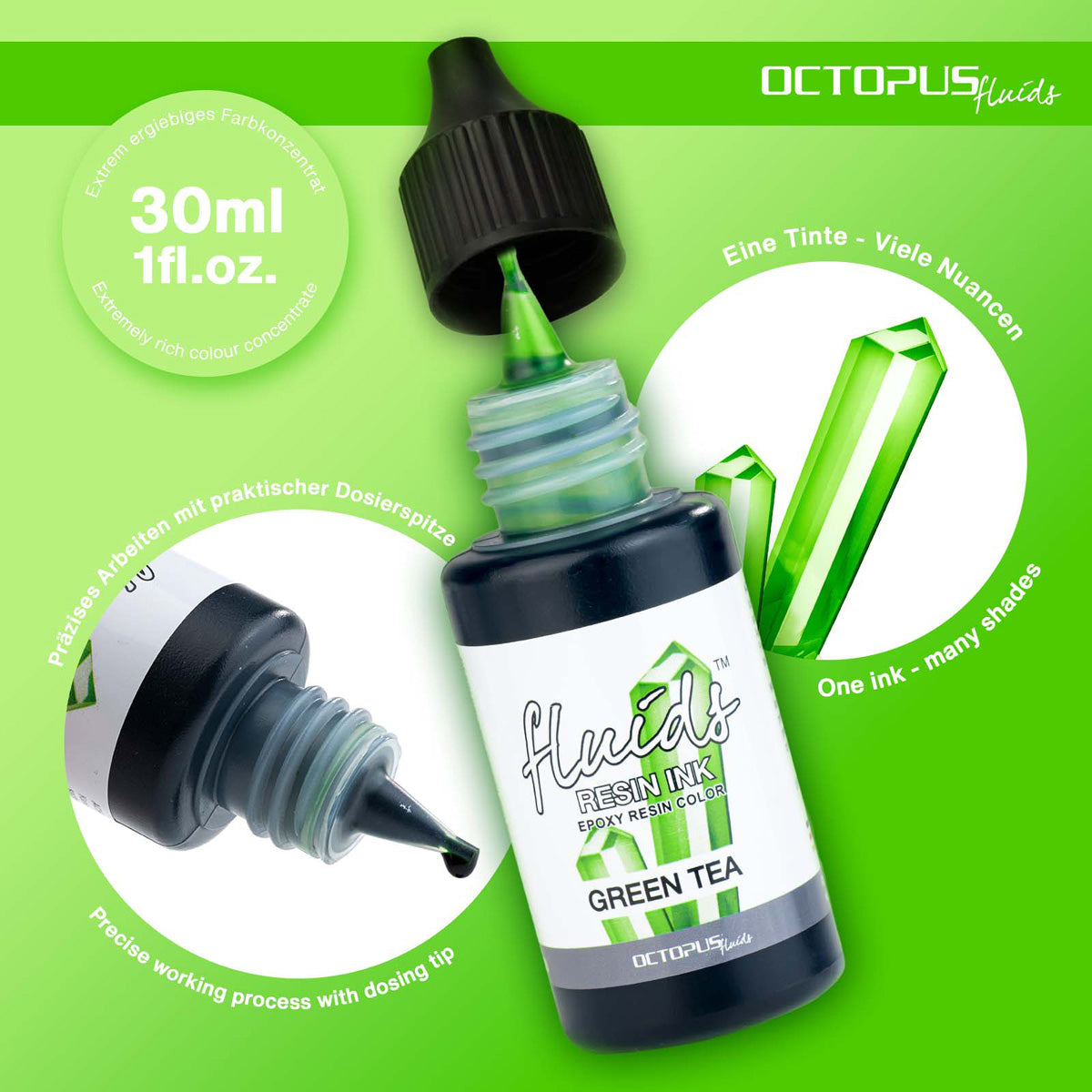 Octopus Fluids Resin Ink Green Tea 30ml - Cafe Supply