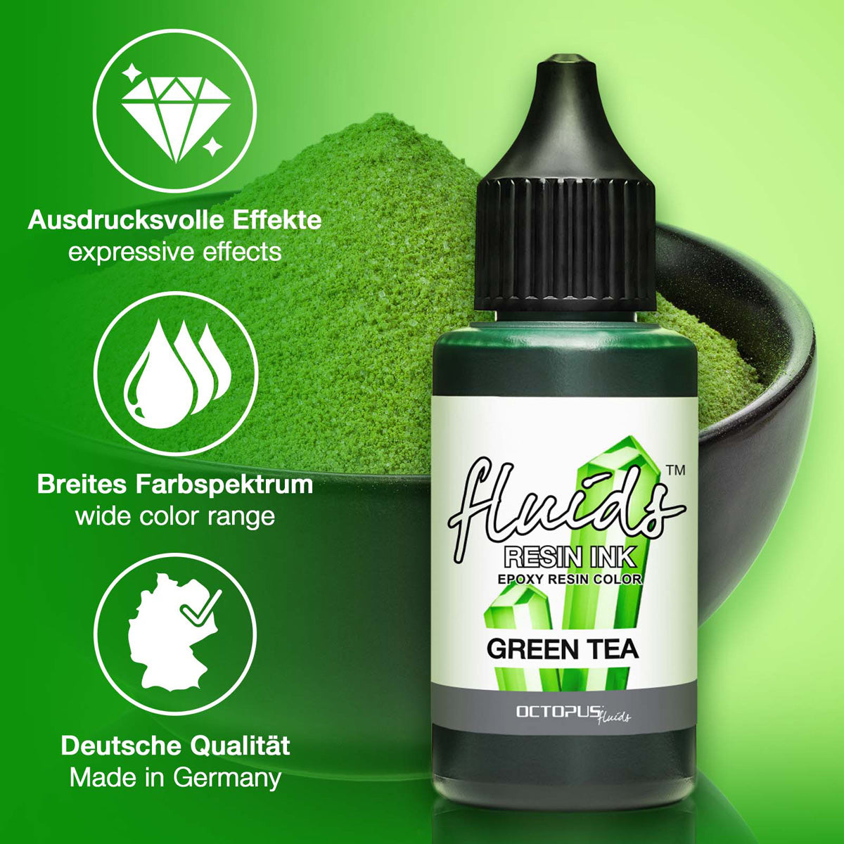 Octopus Fluids Resin Ink Green Tea 30ml - Cafe Supply
