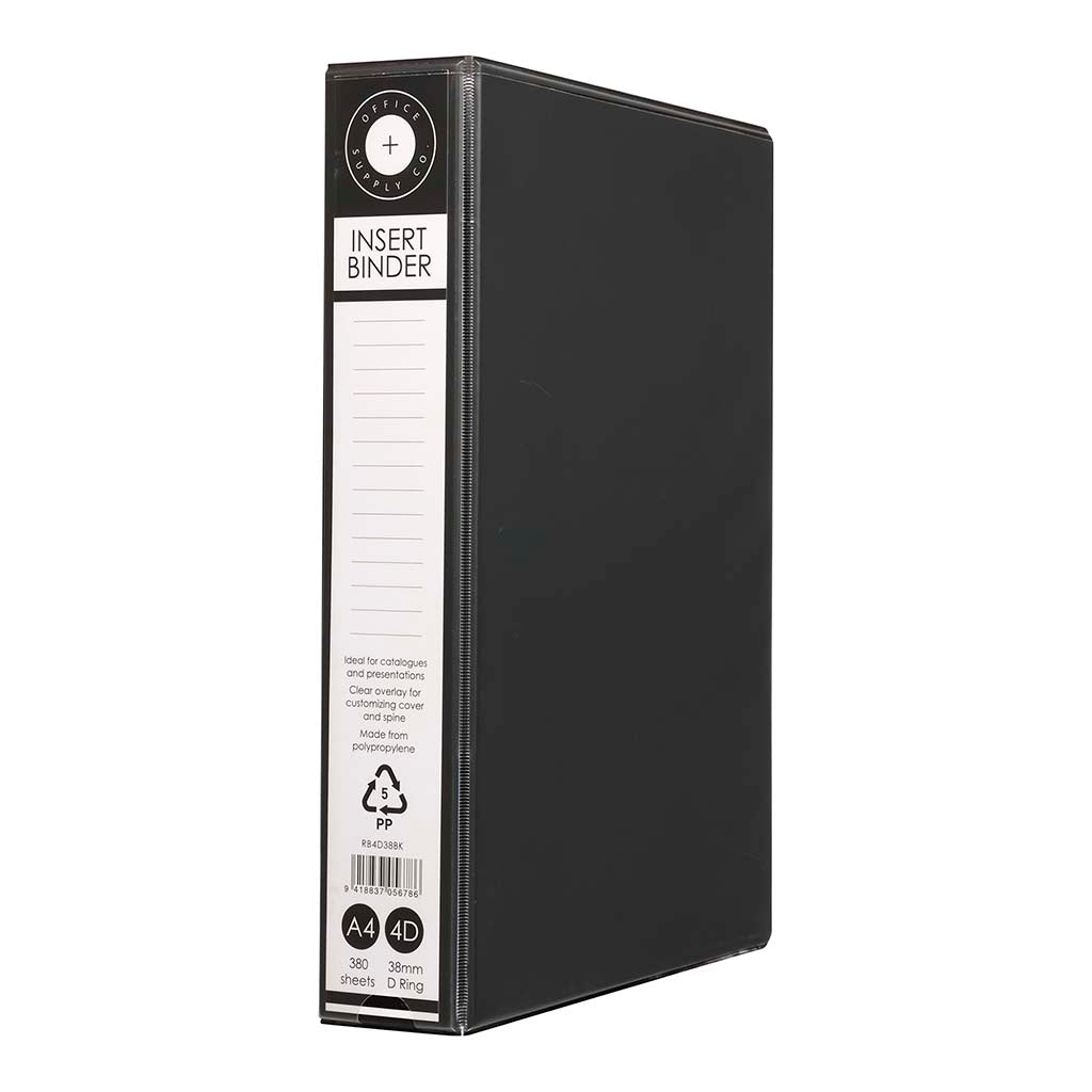 OSC Insert Binder A4 4D 38mm Black - Cafe Supply