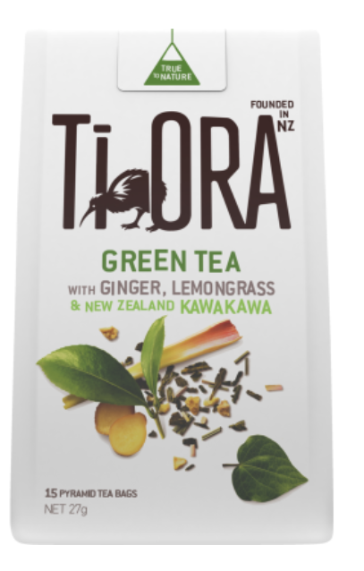 Ti Ora Green Tea With Ginger Lemongrass & New Zealand Kawakawa Pyramid Tea Bags 15pk - Cafe Supply