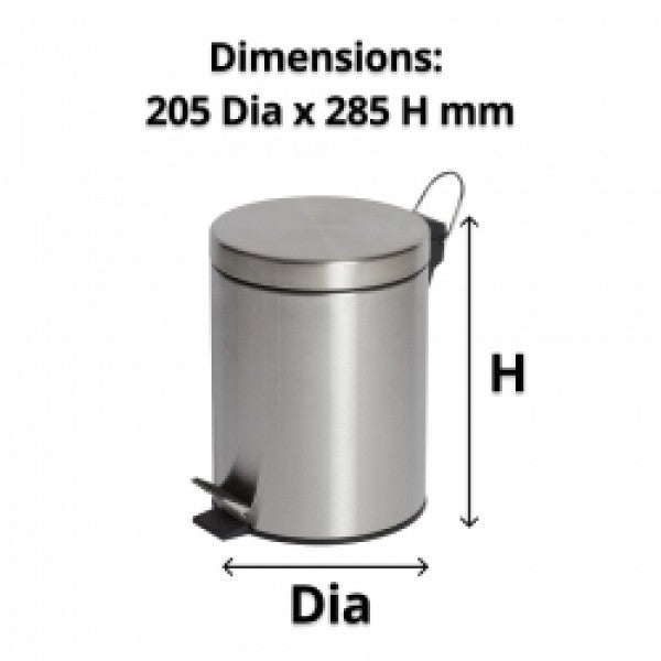 5L Round Stainless Steel Pedal Bin - Cafe Supply