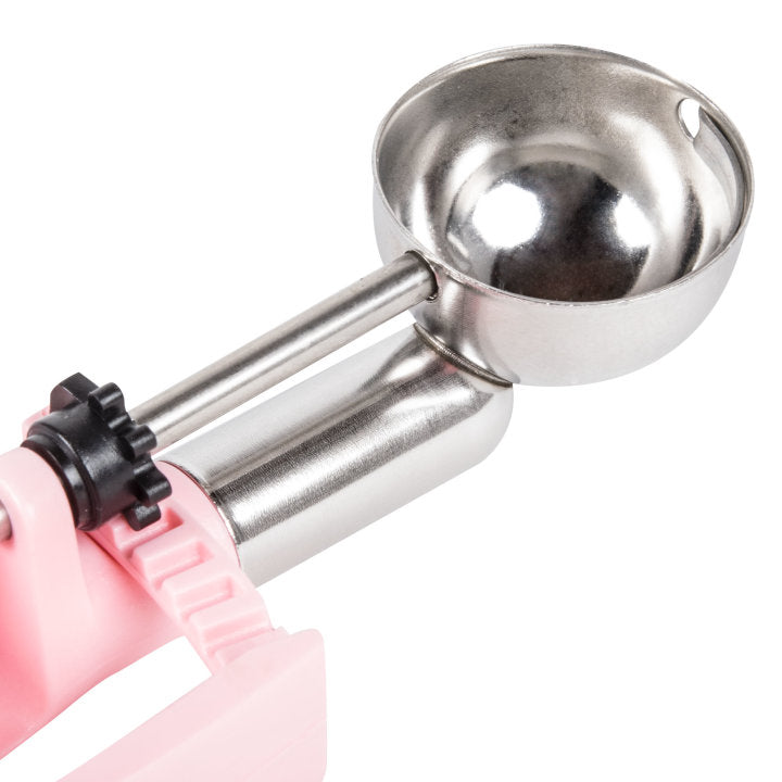 .54-ounce disher with pink squeeze handle - Cafe Supply