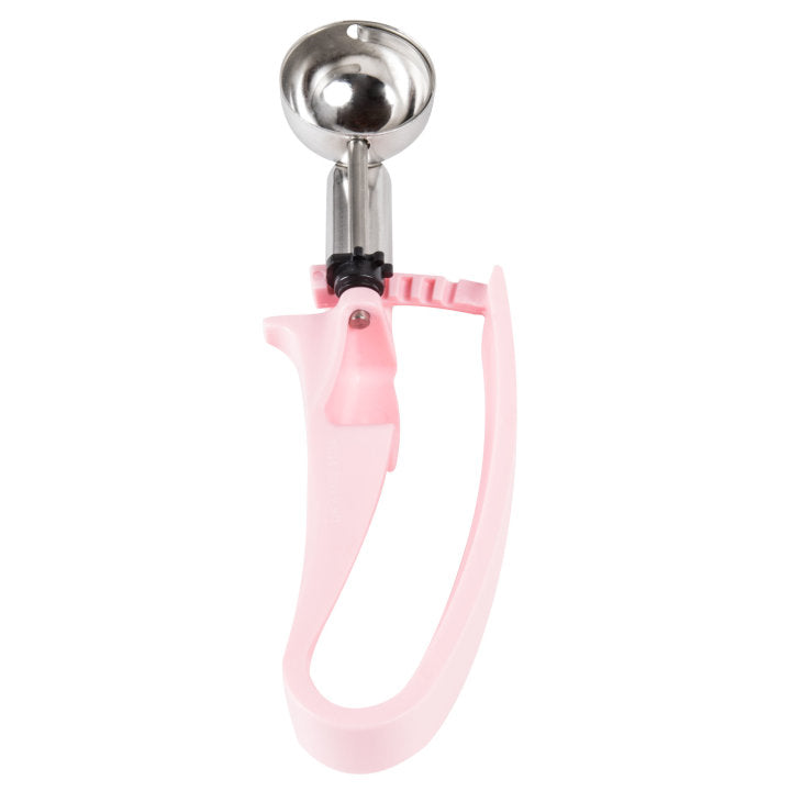 .54-ounce disher with pink squeeze handle - Cafe Supply