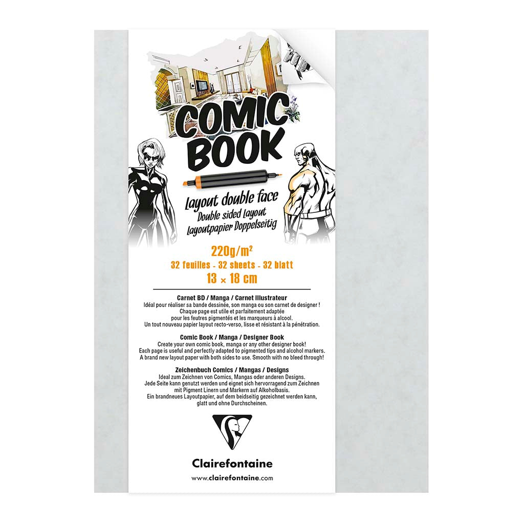 Clairefontaine Comic Book 13x18cm 220g 32sh - Cafe Supply