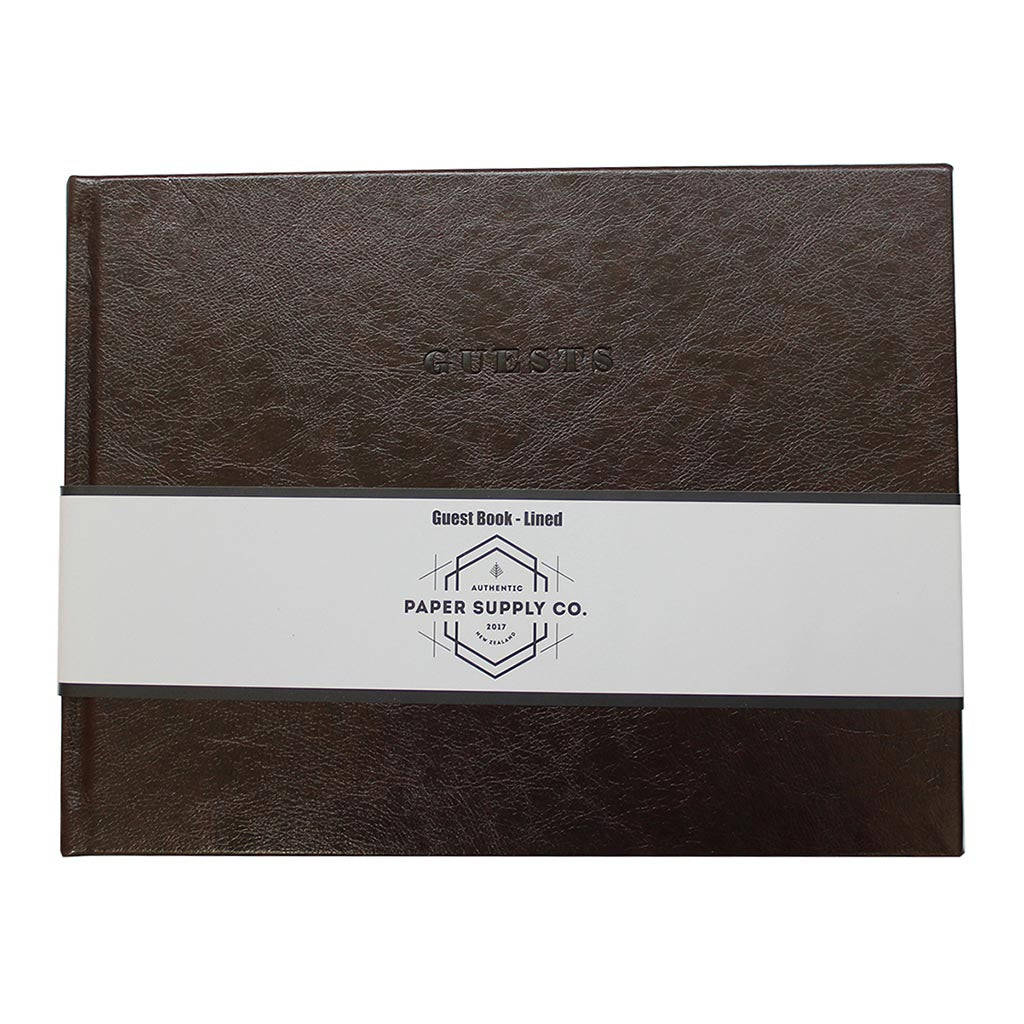OSC Vintage Guest Book Brown - Cafe Supply