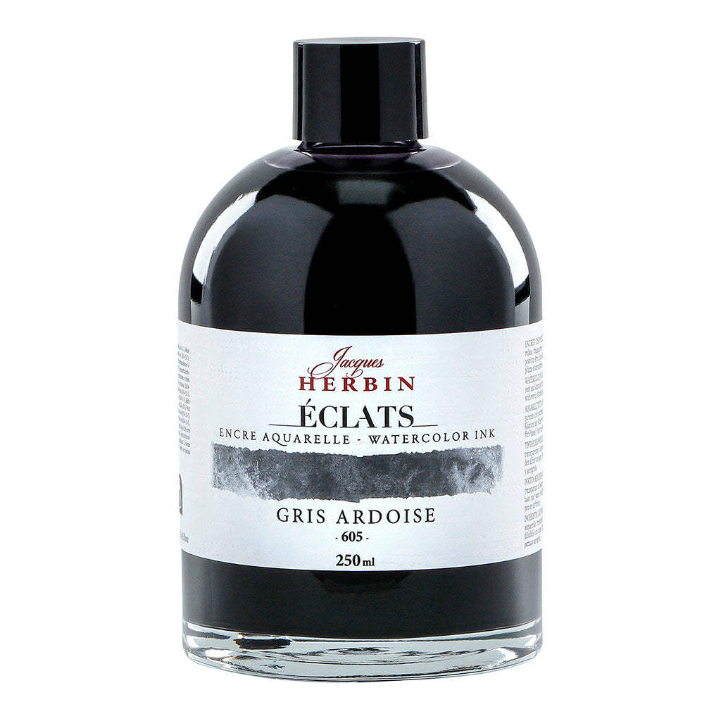 Jacques Herbin Eclats Watercolour Ink 605 Slate Grey 250ml - Cafe Supply