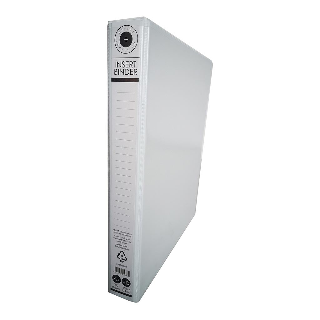 OSC Insert Binder A4 4D 25mm White - Cafe Supply