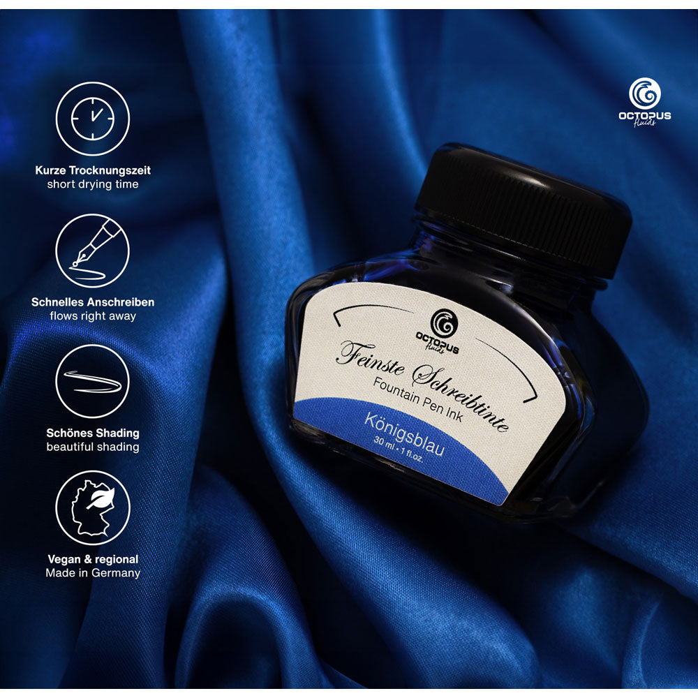 Octopus Fluids Fountain Pen Ink Royal Blue (Konigsblau) 30ml - Cafe Supply