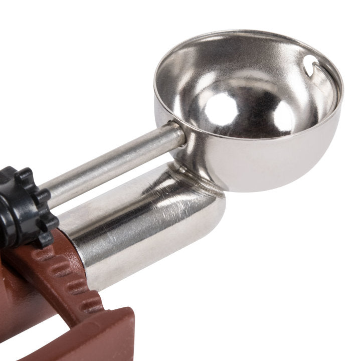 .47-ounce disher with plum squeeze handle - Cafe Supply