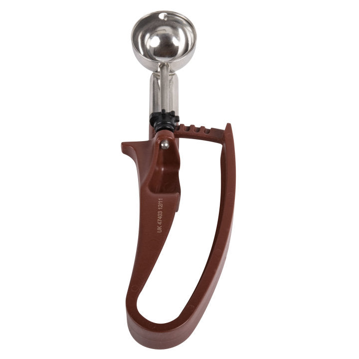 .47-ounce disher with plum squeeze handle - Cafe Supply