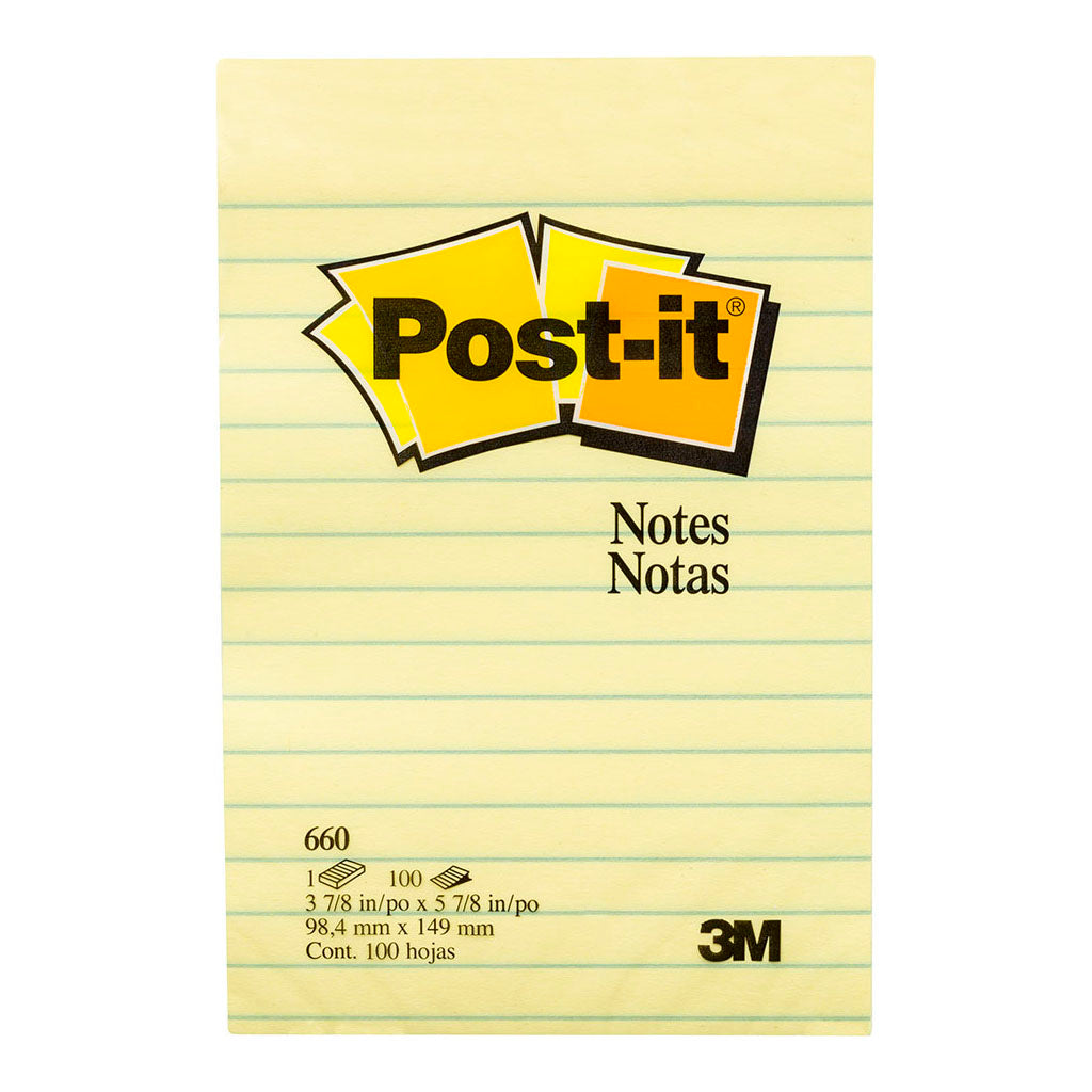 Post-it Lined Notes 660 101x152mm Yellow 100sh - Cafe Supply