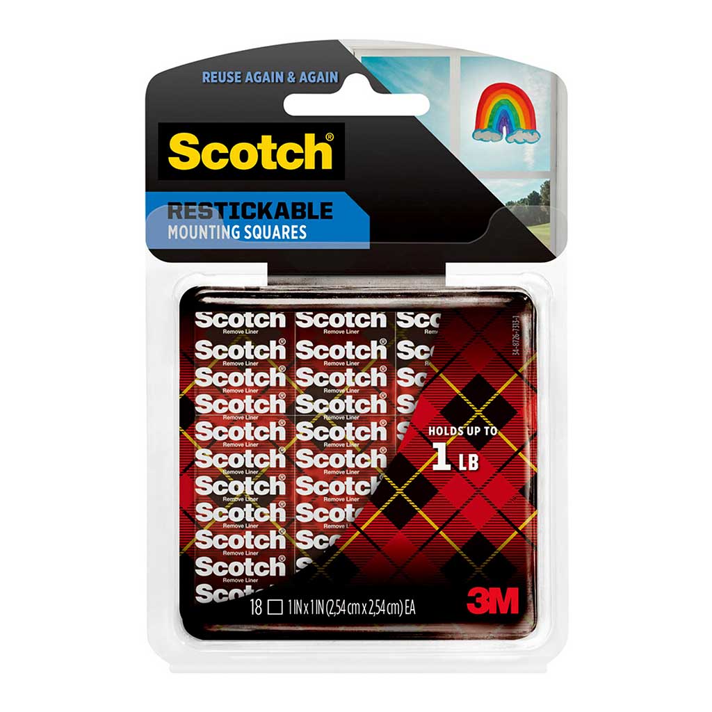Scotch Restickable Mounting Tabs R100 25x25mm, Pack of 18 - Cafe Supply
