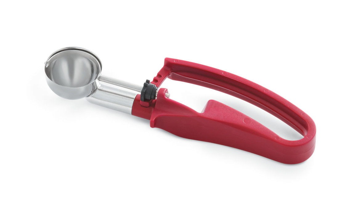 .47-ounce disher with plum squeeze handle - Cafe Supply