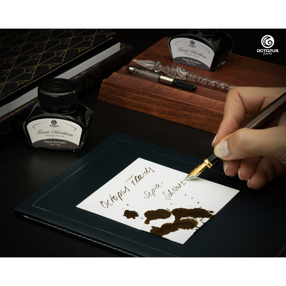 Octopus Fluids Fountain Pen Ink Sepia Black (Sepia Schwarz) 30ml - Cafe Supply