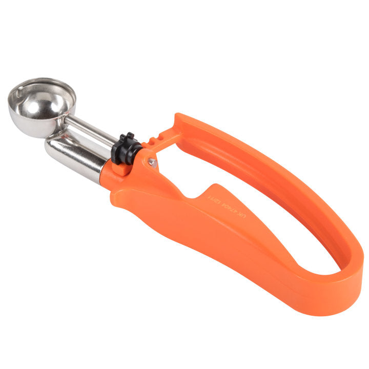 ⅓-ounce disher with orange squeeze handle - Cafe Supply