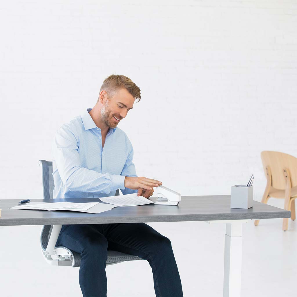 Fellowes LX840 EasyPress Half Strip Stapler White - Cafe Supply