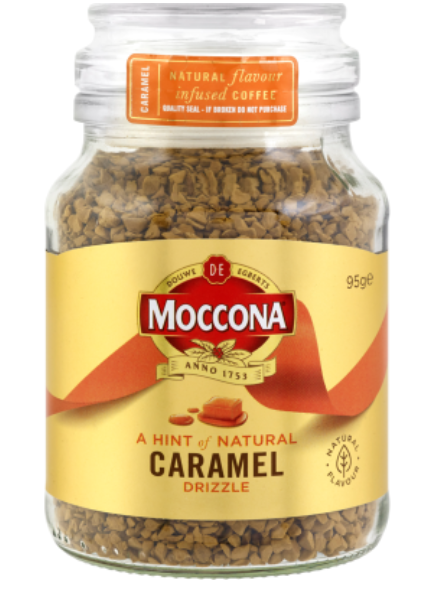 Moccona Caramel Flavour Infused Instant Freeze Dried Coffee Jar 95g - Cafe Supply