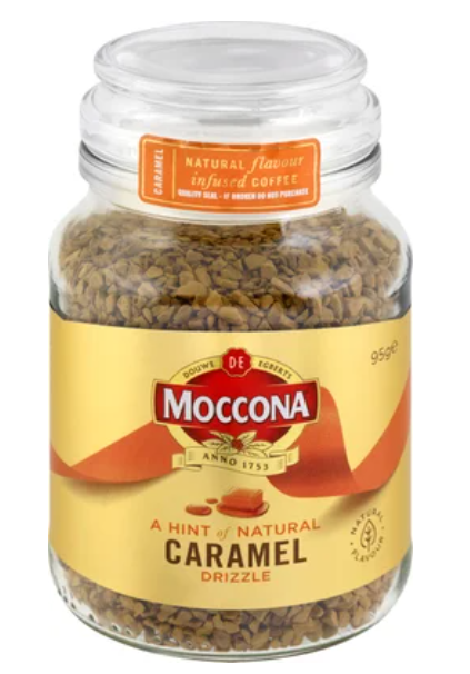 Moccona Caramel Flavour Infused Instant Freeze Dried Coffee Jar 95g - Cafe Supply