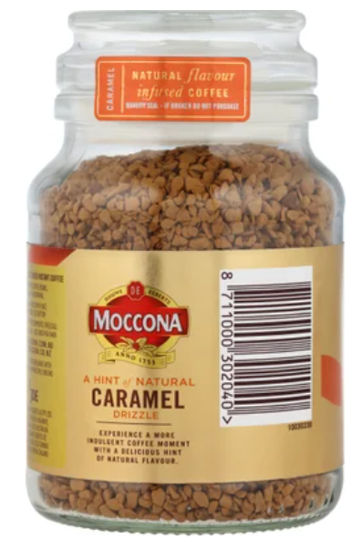 Moccona Caramel Flavour Infused Instant Freeze Dried Coffee Jar 95g - Cafe Supply