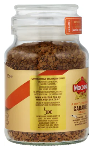 Moccona Caramel Flavour Infused Instant Freeze Dried Coffee Jar 95g - Cafe Supply