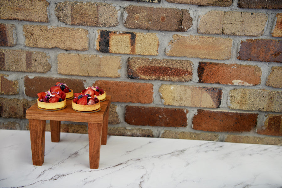 Chef Inox Serve Natural Acacia Square Stand with Legs 305x305x130mm - Cafe Supply