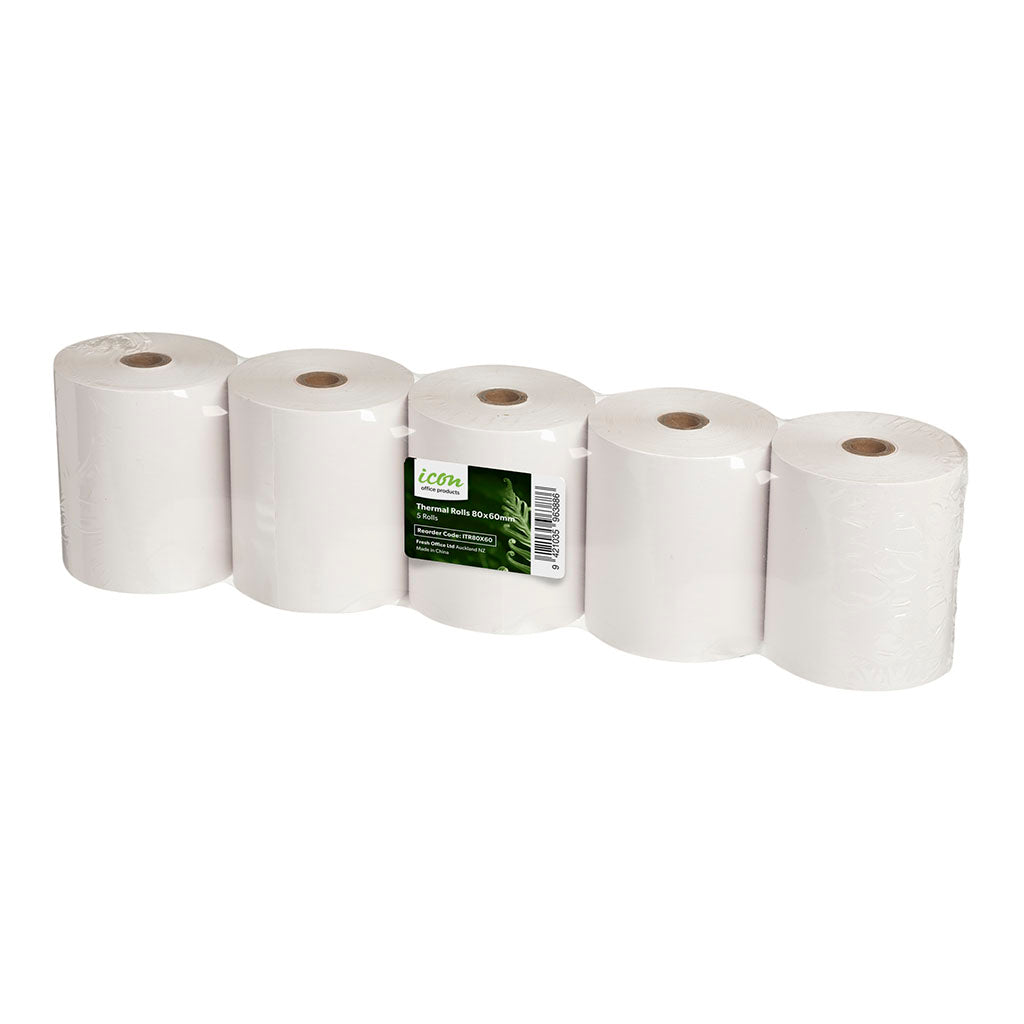 Icon Thermal Roll BPA Free 80x60mm, Pack of 5 - Cafe Supply