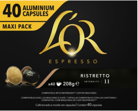 L'OR Espresso Ristretto Intensity 11 Coffee Capsules 40pk - Cafe Supply